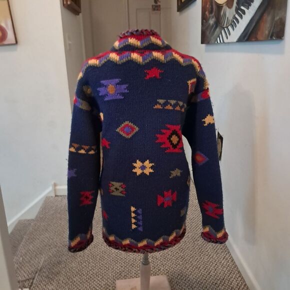 COLDWATER CREEK Heavy Wool Southwest Knit Cardigan Sweater Woman Size Medium - Picture 5 of 12